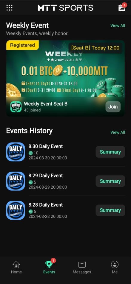 MTT Sports Mobile Interface